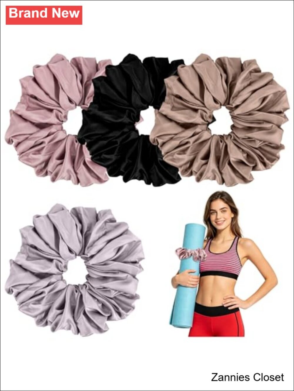 ✨ 4 Pack Yoga Mat Scrunchie Strap Elastic Workout Mat Carrying Band Polyester
